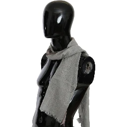 Gray Fringe Neck Wrap Cotton Scarf