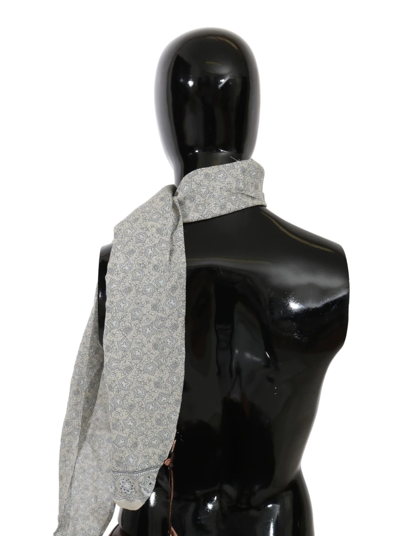 Cotton Beige Blue Fantasy Print Scarf