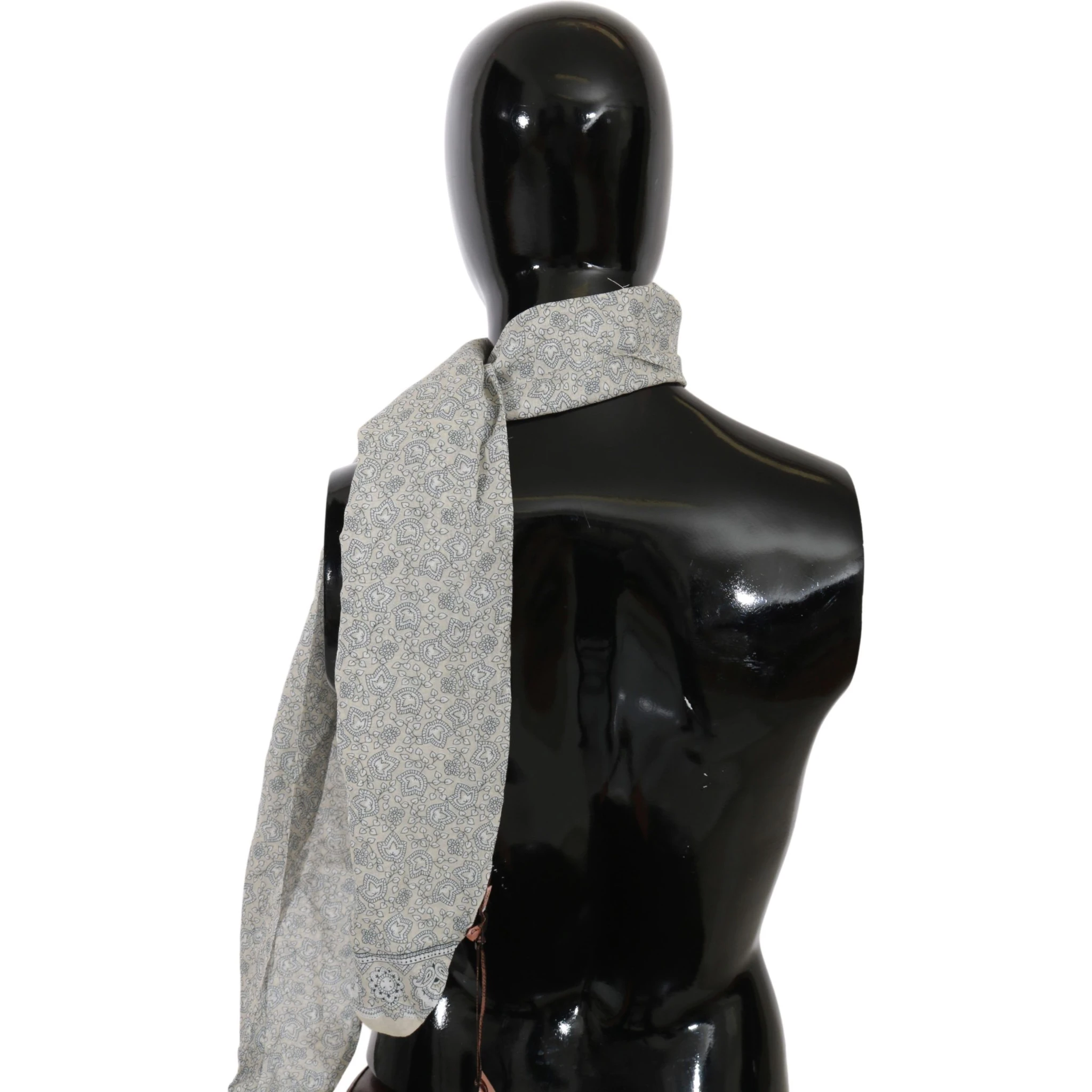 Cotton Beige Blue Fantasy Print Scarf