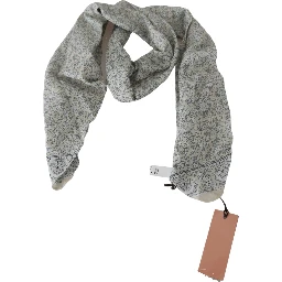 Cotton Beige Blue Fantasy Print Scarf