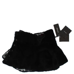 Silver Sequined Floral Weasel Fur Shoulder Scarf Wrap