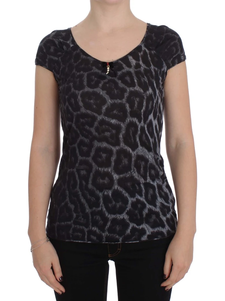 Gray Leopard Modal T-Shirt Blouse Top