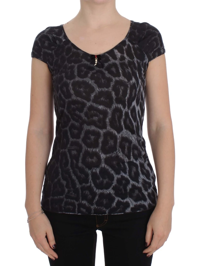 Gray Leopard Modal T-Shirt Blouse Top