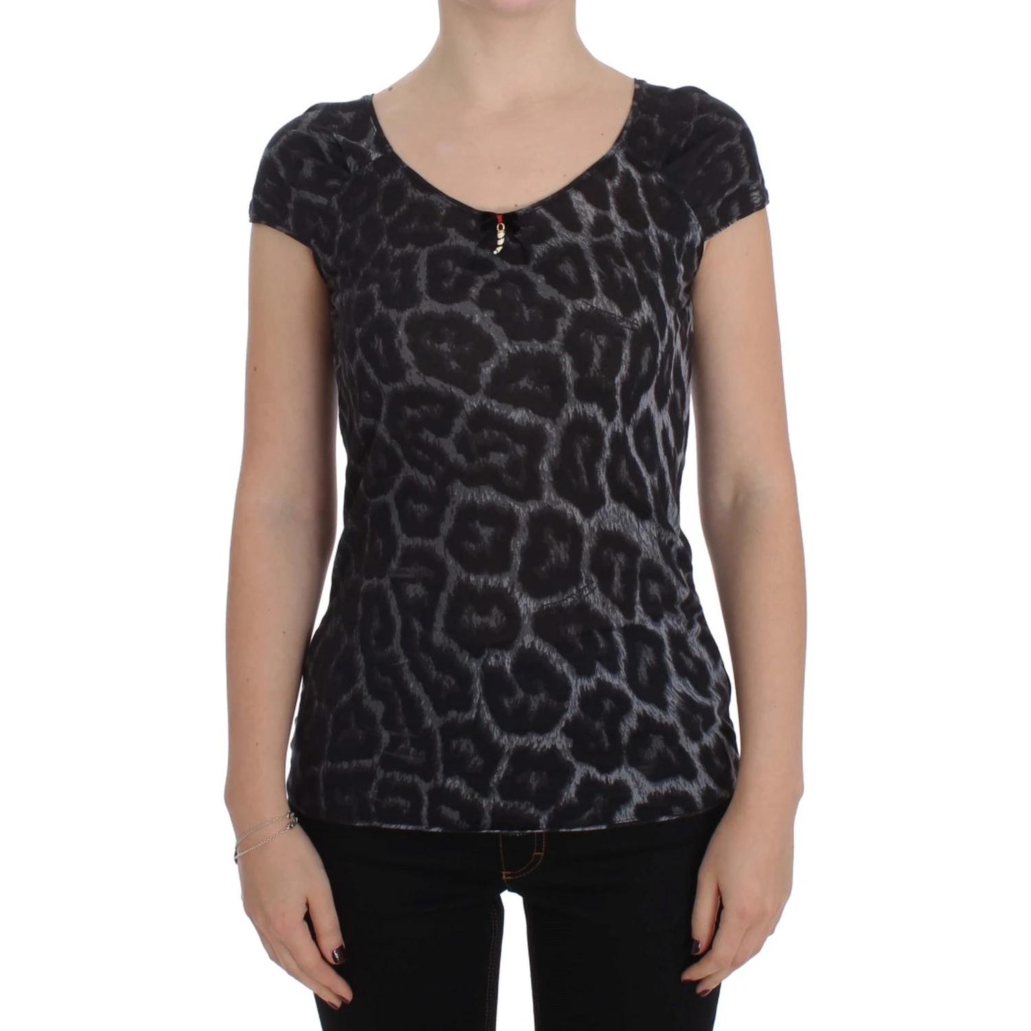 Gray Leopard Modal T-Shirt Blouse Top
