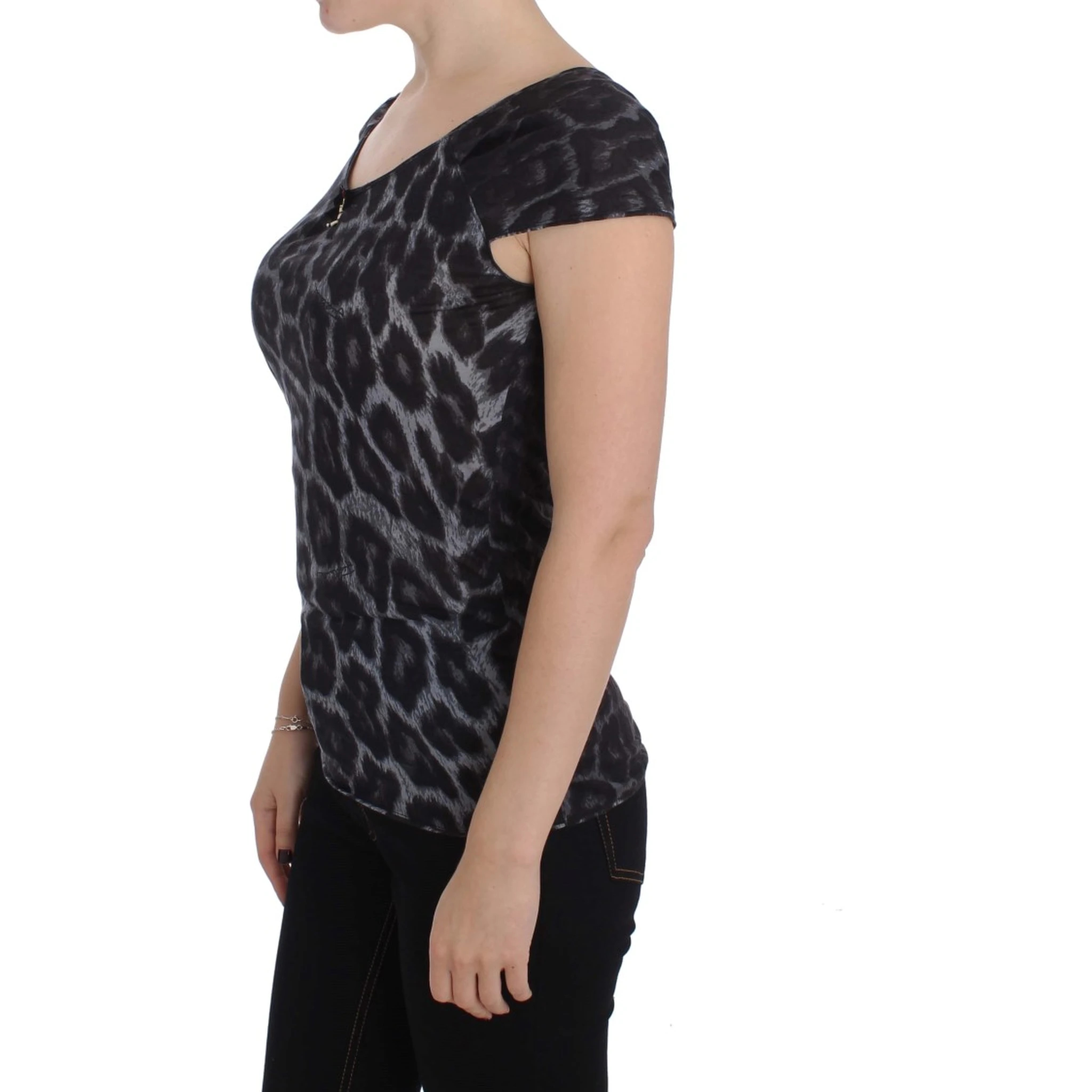 Gray Leopard Modal T-Shirt Blouse Top