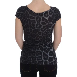 Gray Leopard Modal T-Shirt Blouse Top