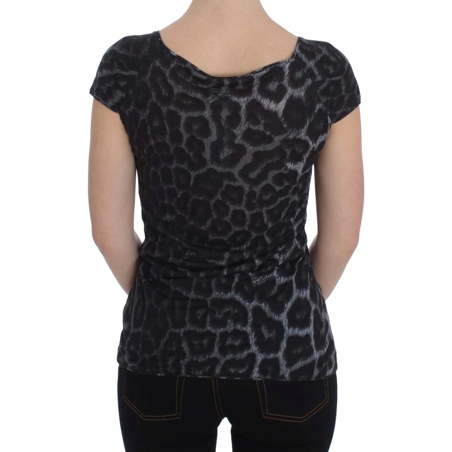 Gray Leopard Modal T-Shirt Blouse Top