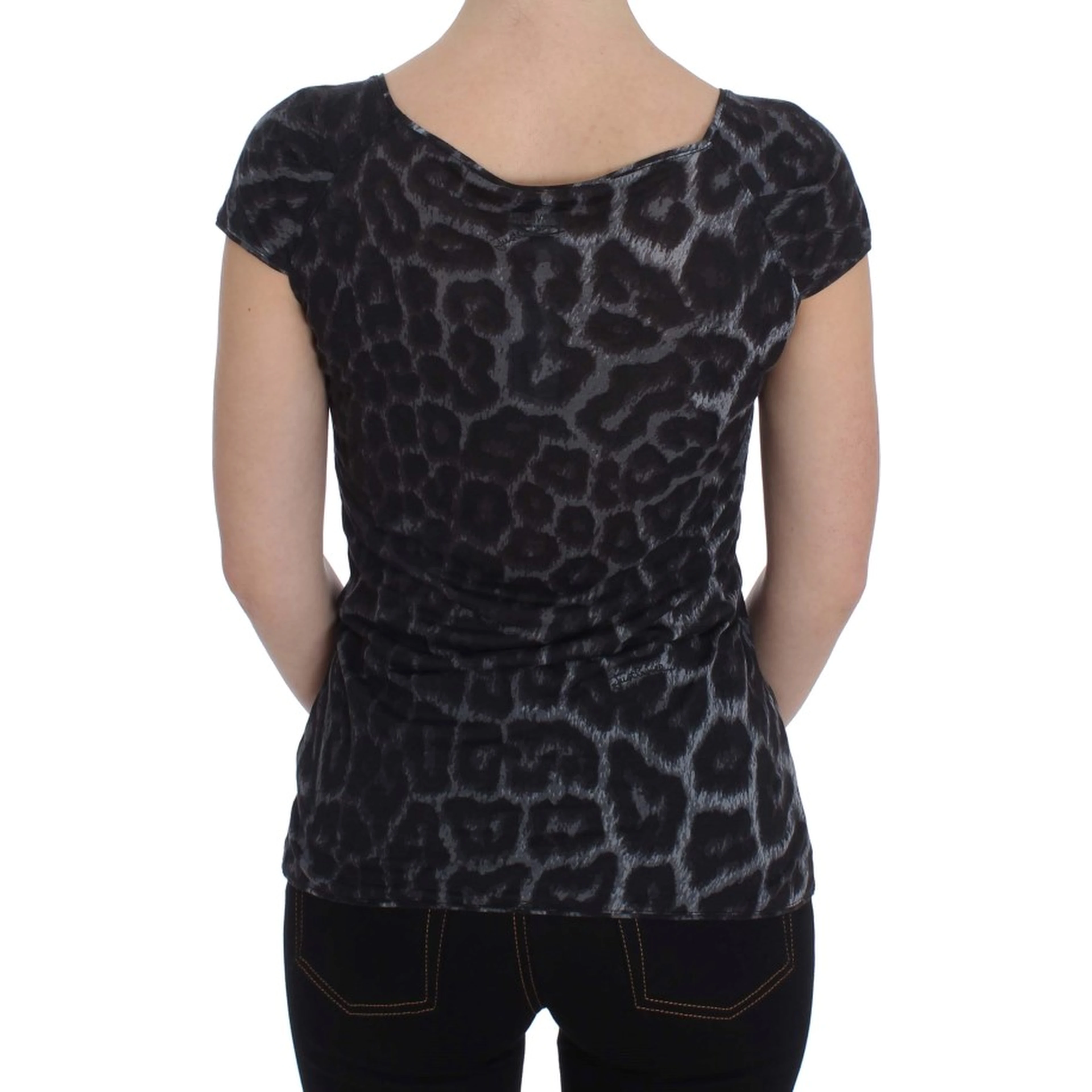 Gray Leopard Modal T-Shirt Blouse Top