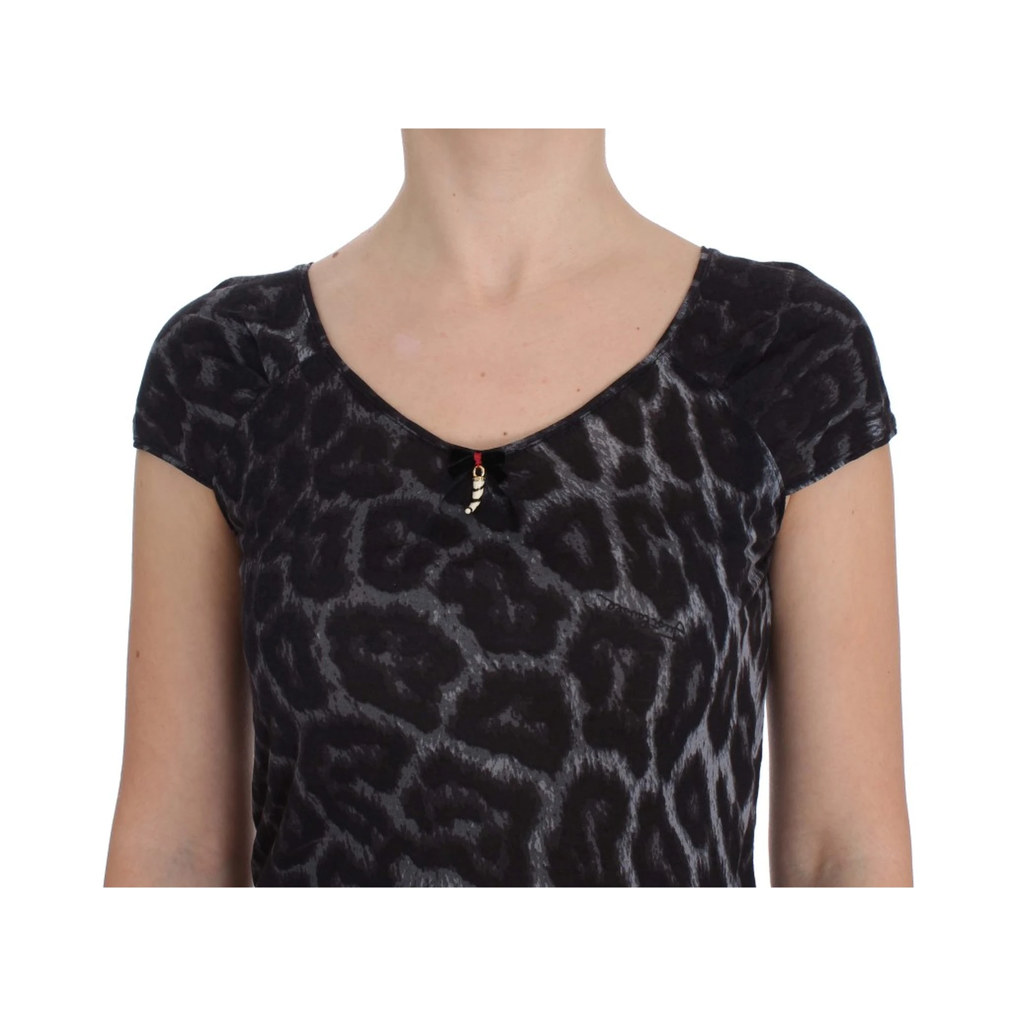Gray Leopard Modal T-Shirt Blouse Top