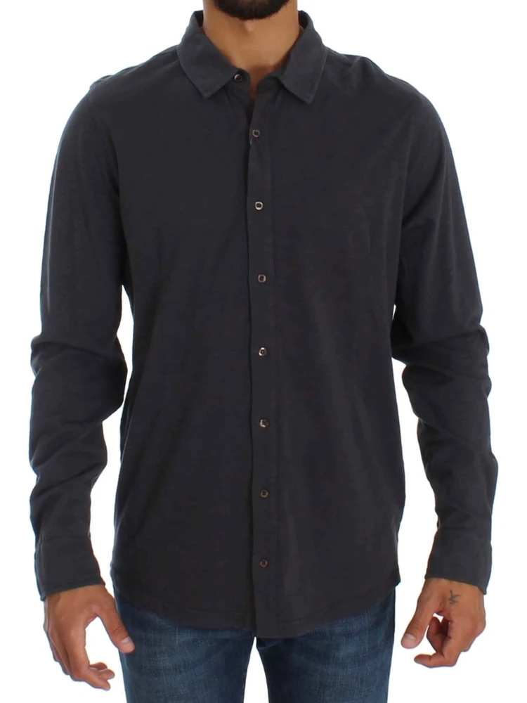 Gray Cotton Button Down Casual Shirt