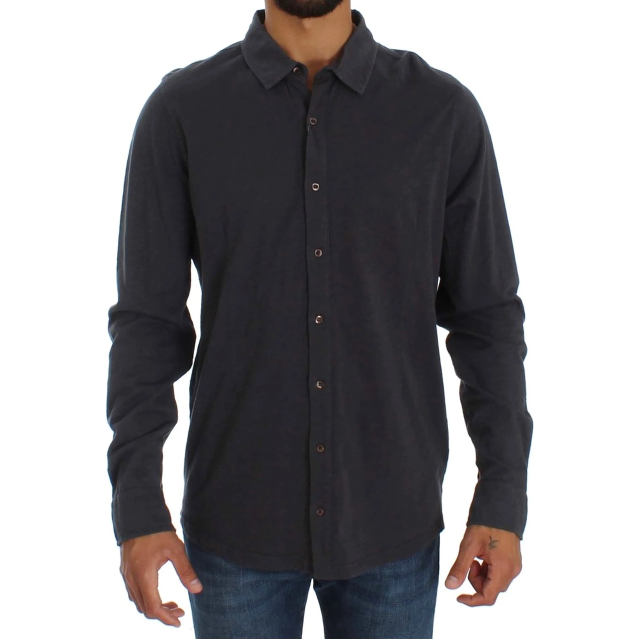 Gray Cotton Button Down Casual Shirt