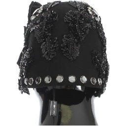 Black Crystal Gold Cherries Brooch Hat