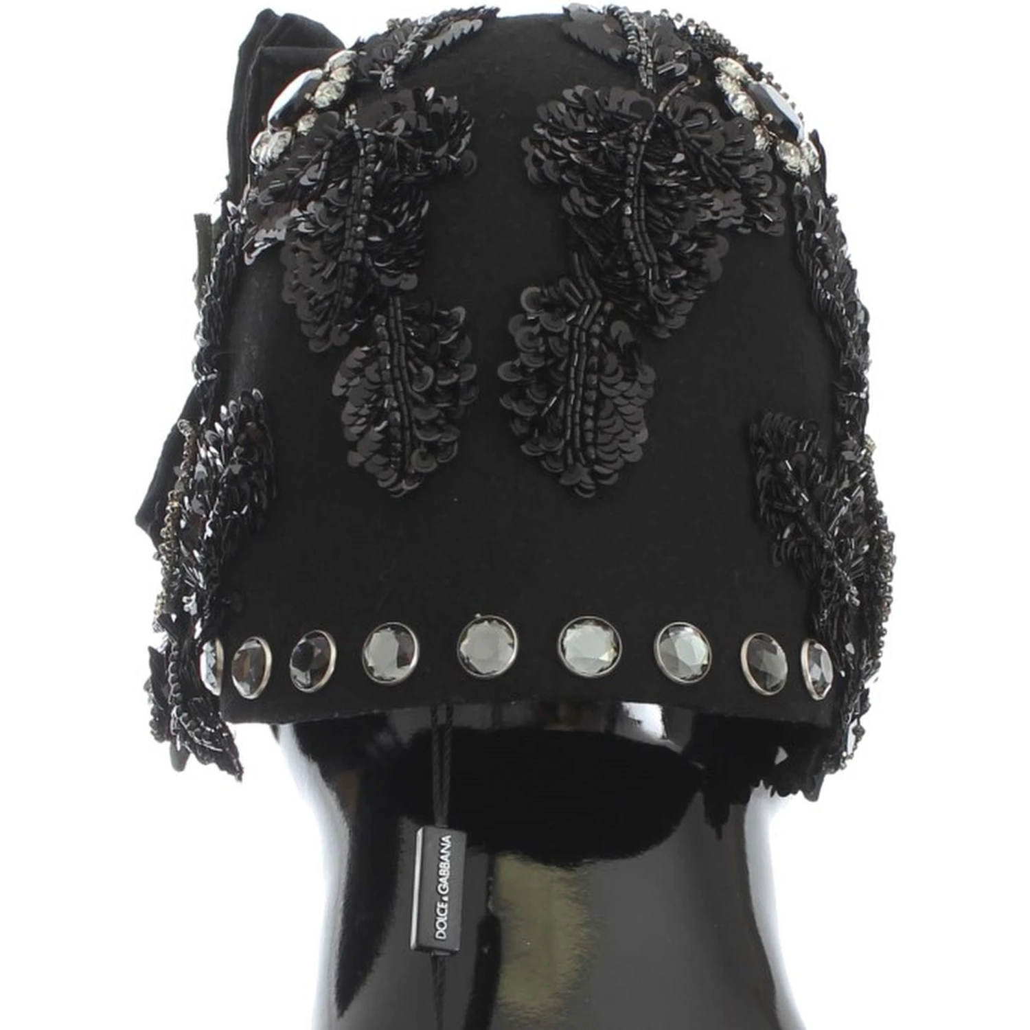 Black Crystal Gold Cherries Brooch Hat