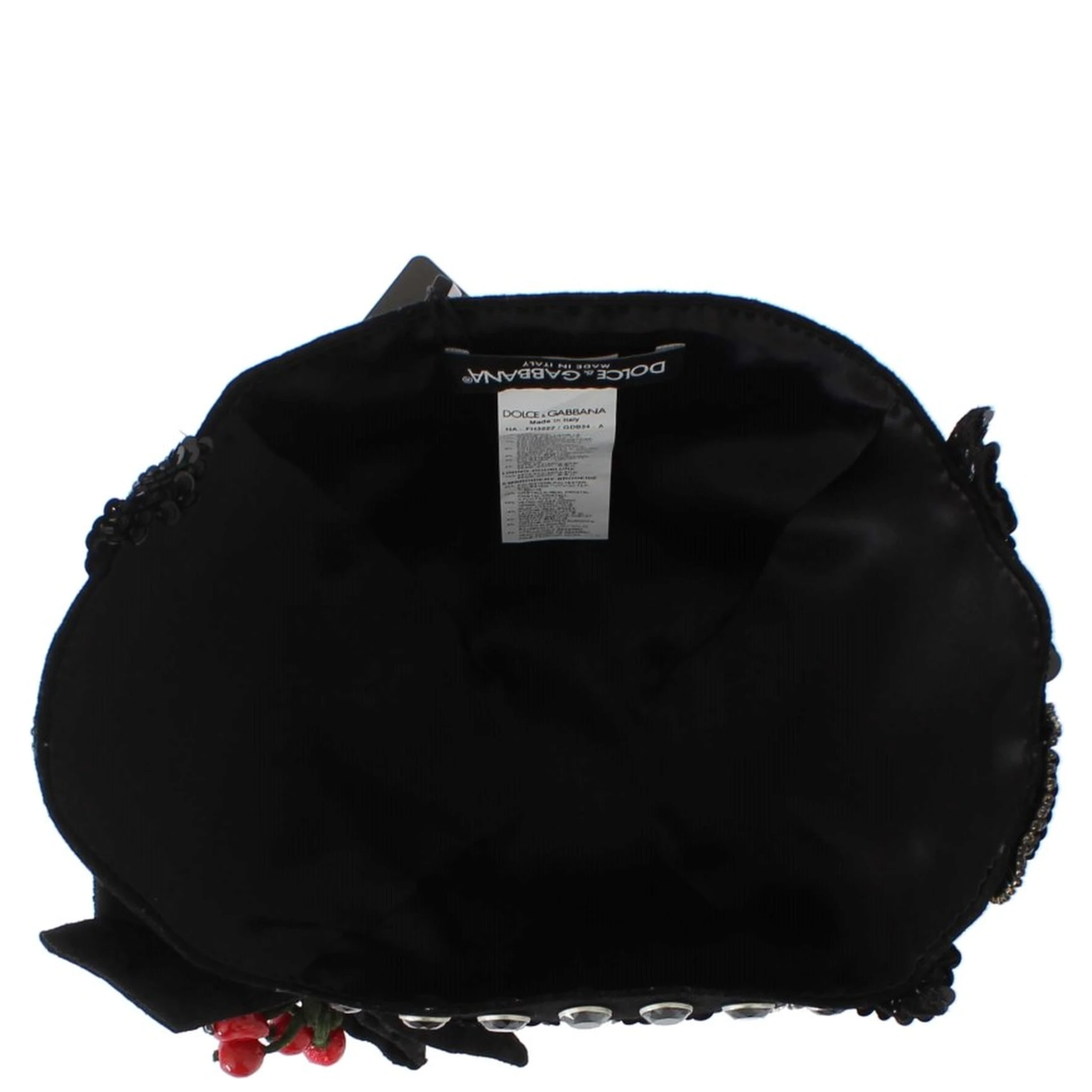 Black Crystal Gold Cherries Brooch Hat