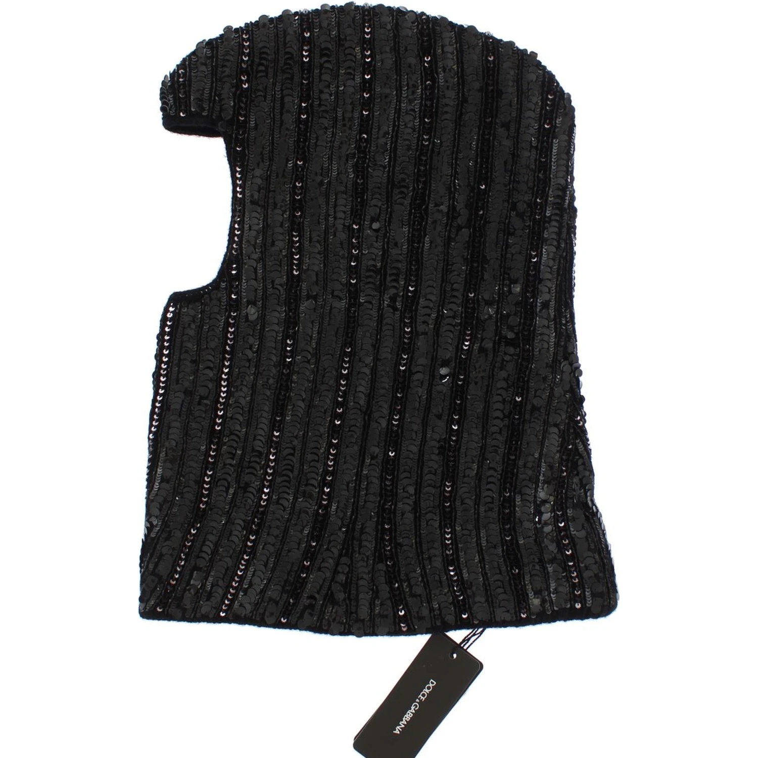 Black Knitted Sequin Hood Scarf Hat