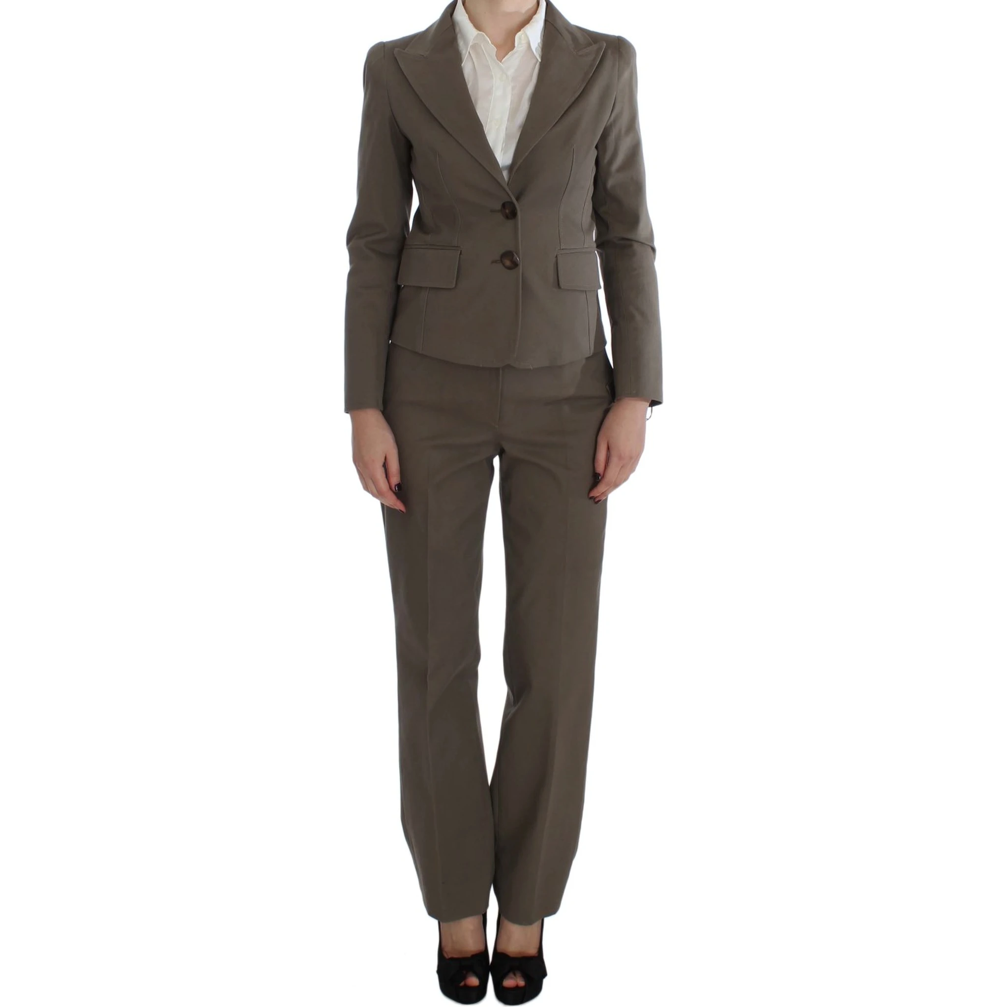 Beige Wool Cotton Suit