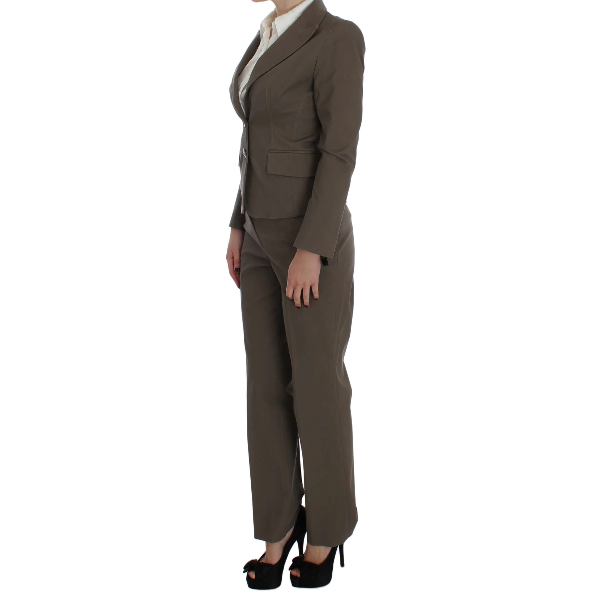 Beige Wool Cotton Suit