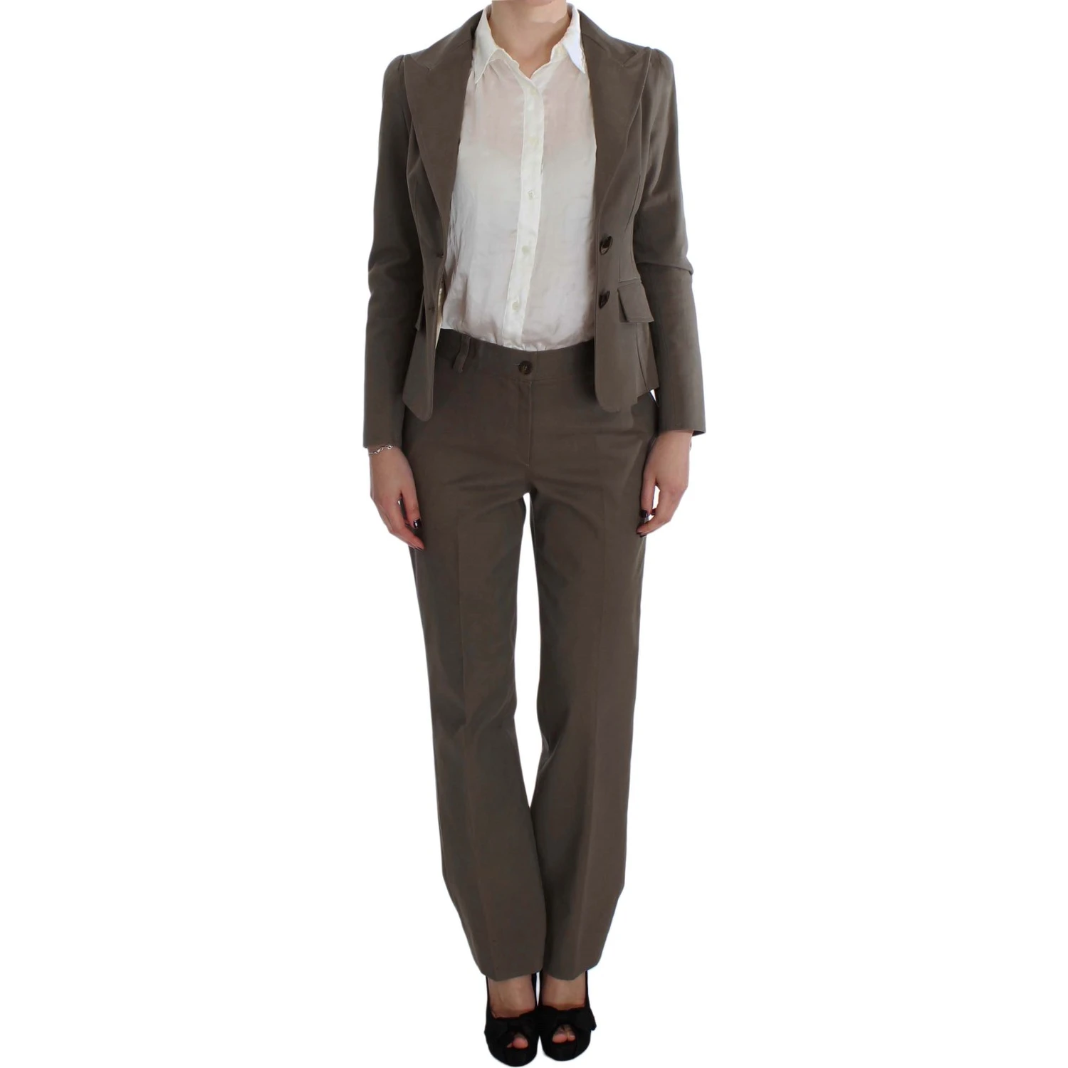 Beige Wool Cotton Suit