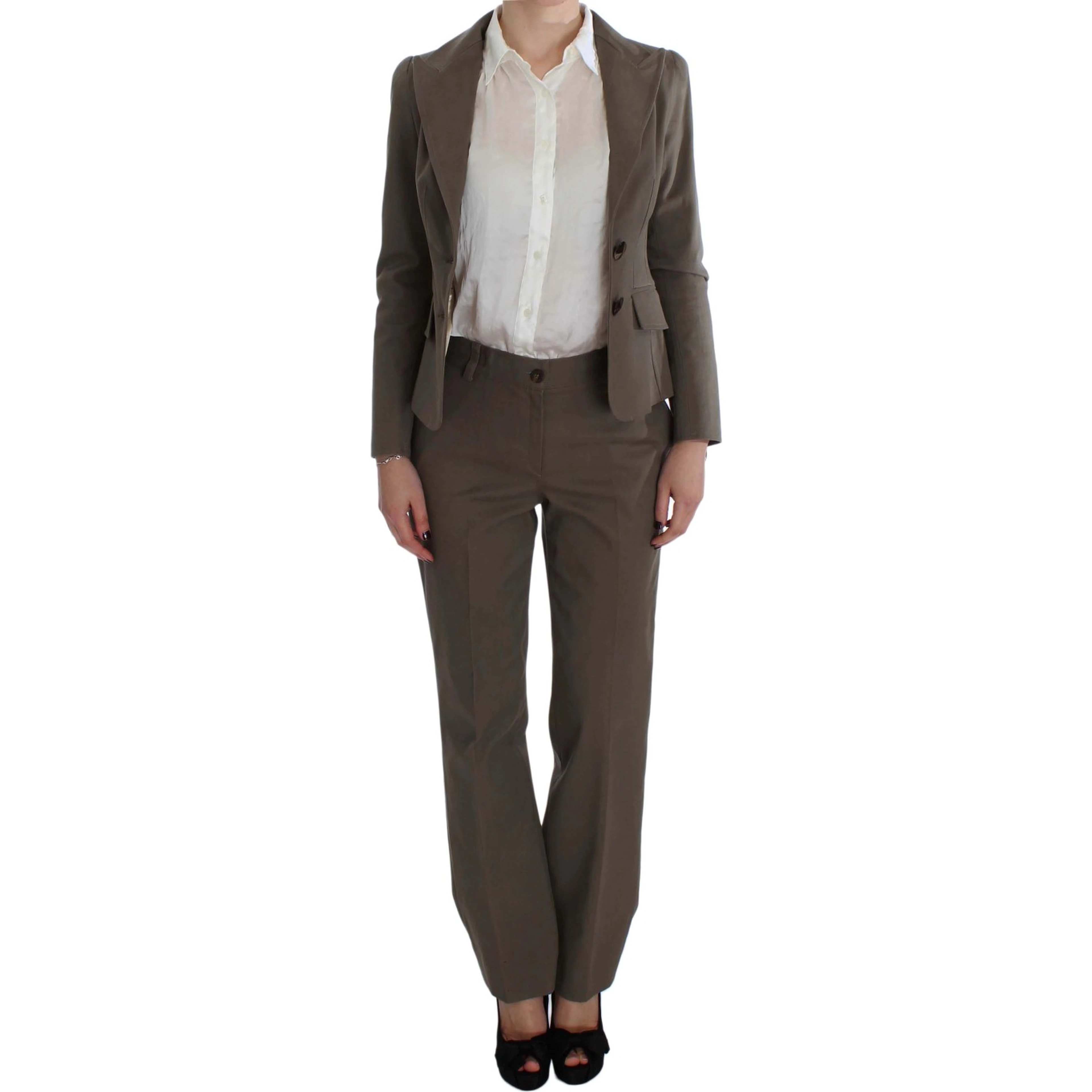 Beige Wool Cotton Suit