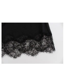 Black Silk Floral Lace Lingerie Top