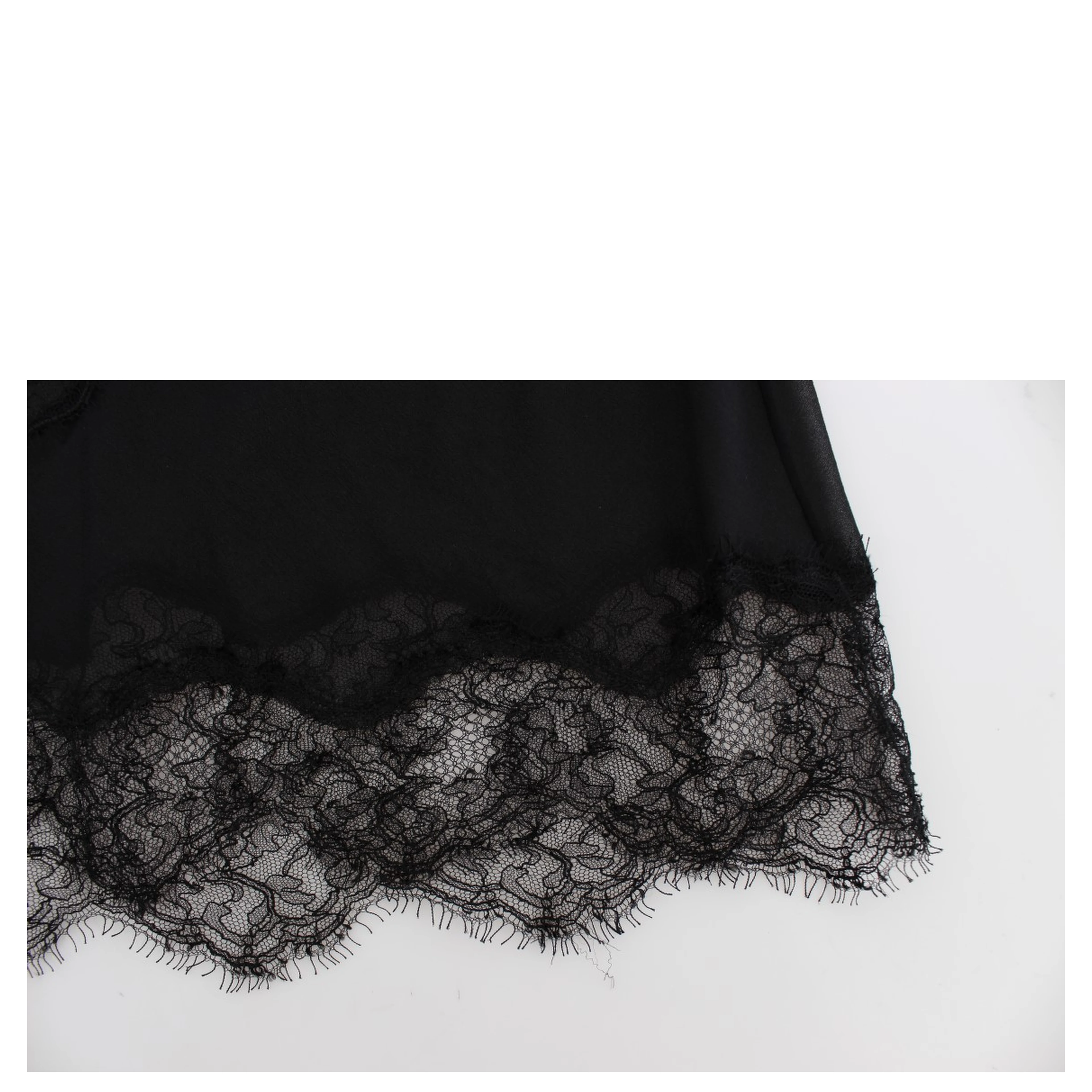 Black Silk Floral Lace Lingerie Top