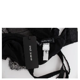 Black Silk Floral Lace Lingerie Top