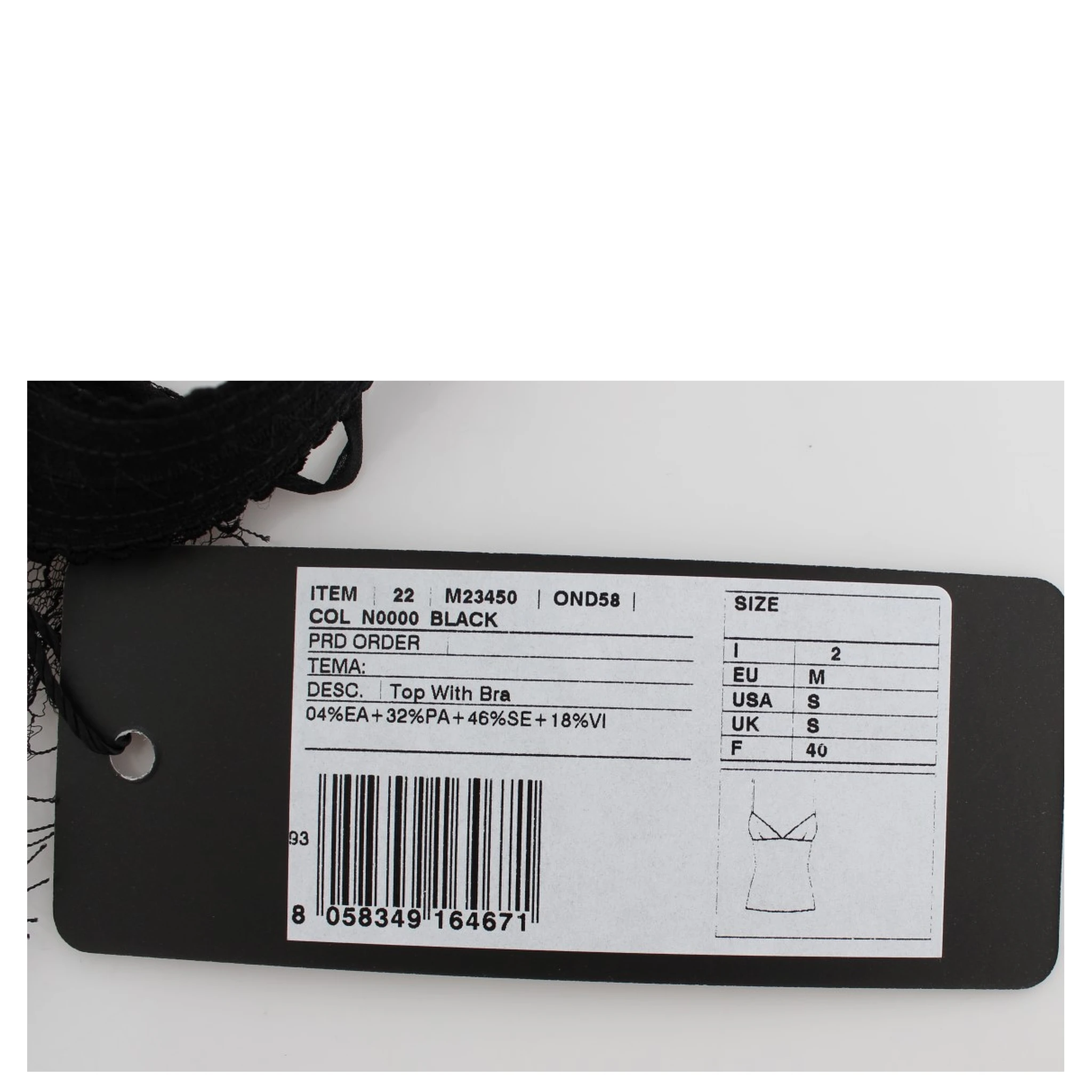 Black Silk Floral Lace Lingerie Top