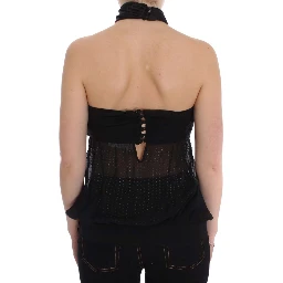 Black Neck Wrap Top Blouse