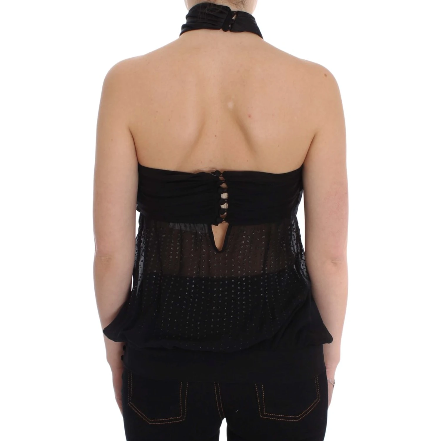 Black Neck Wrap Top Blouse