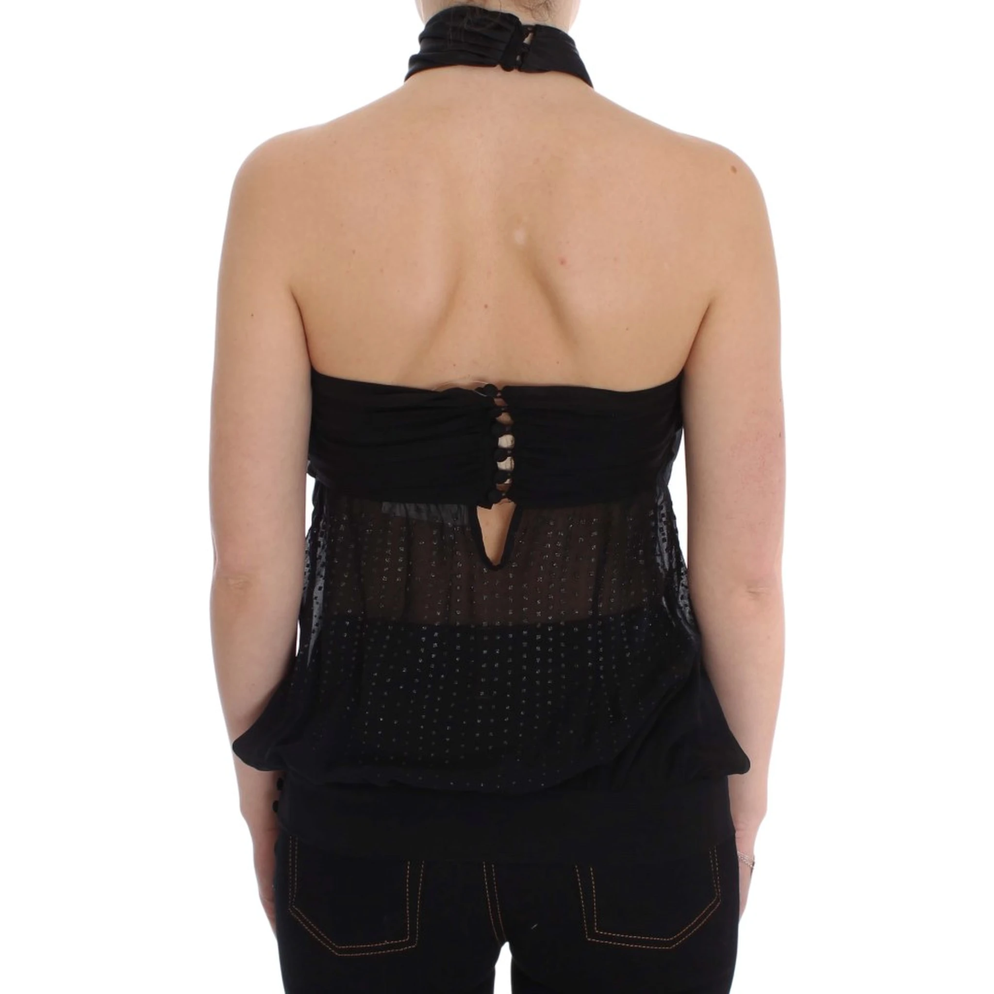 Black Neck Wrap Top Blouse