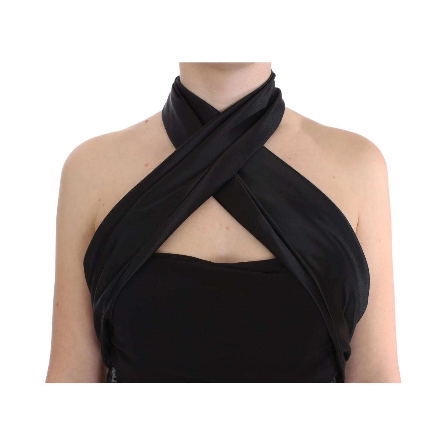Black Neck Wrap Top Blouse