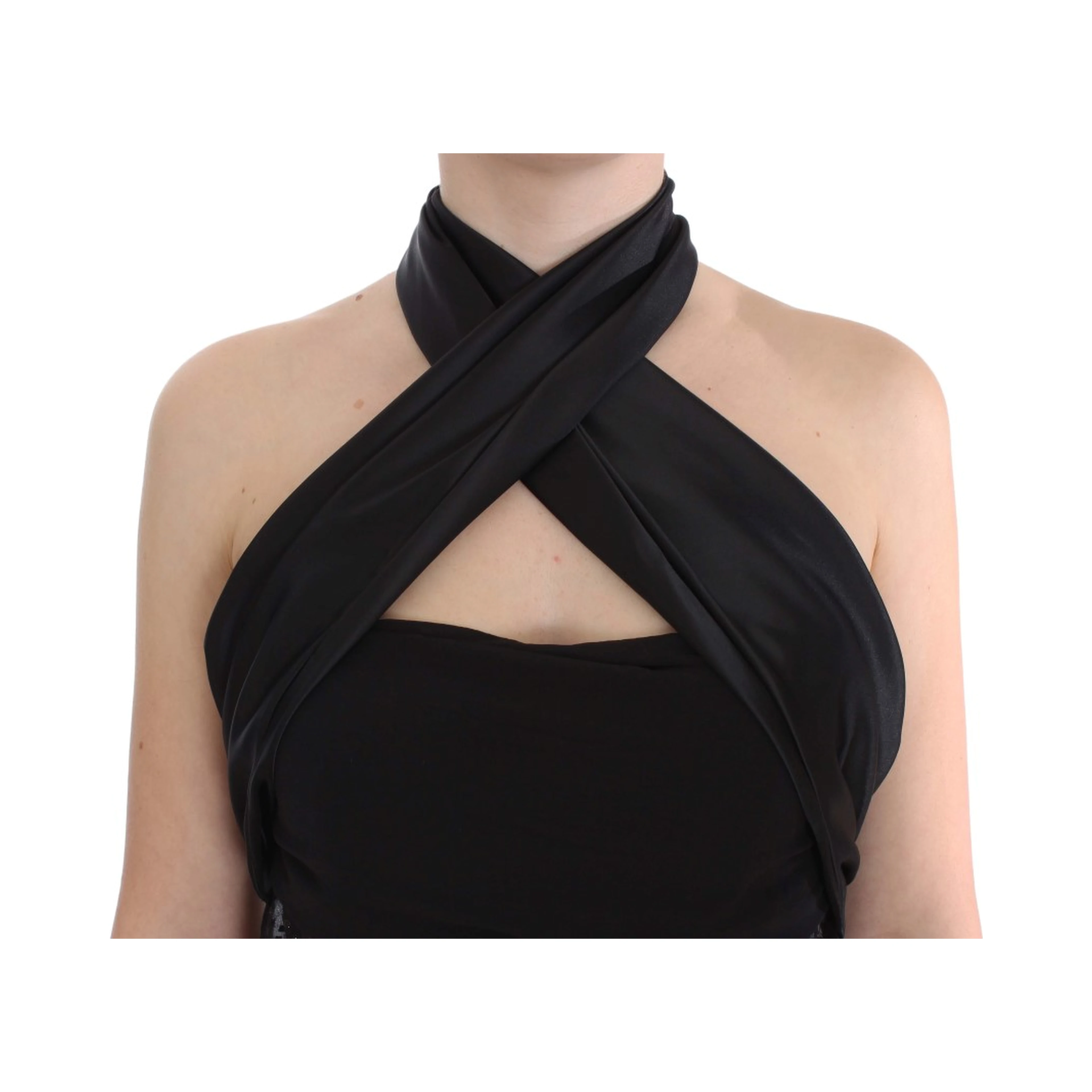 Black Neck Wrap Top Blouse
