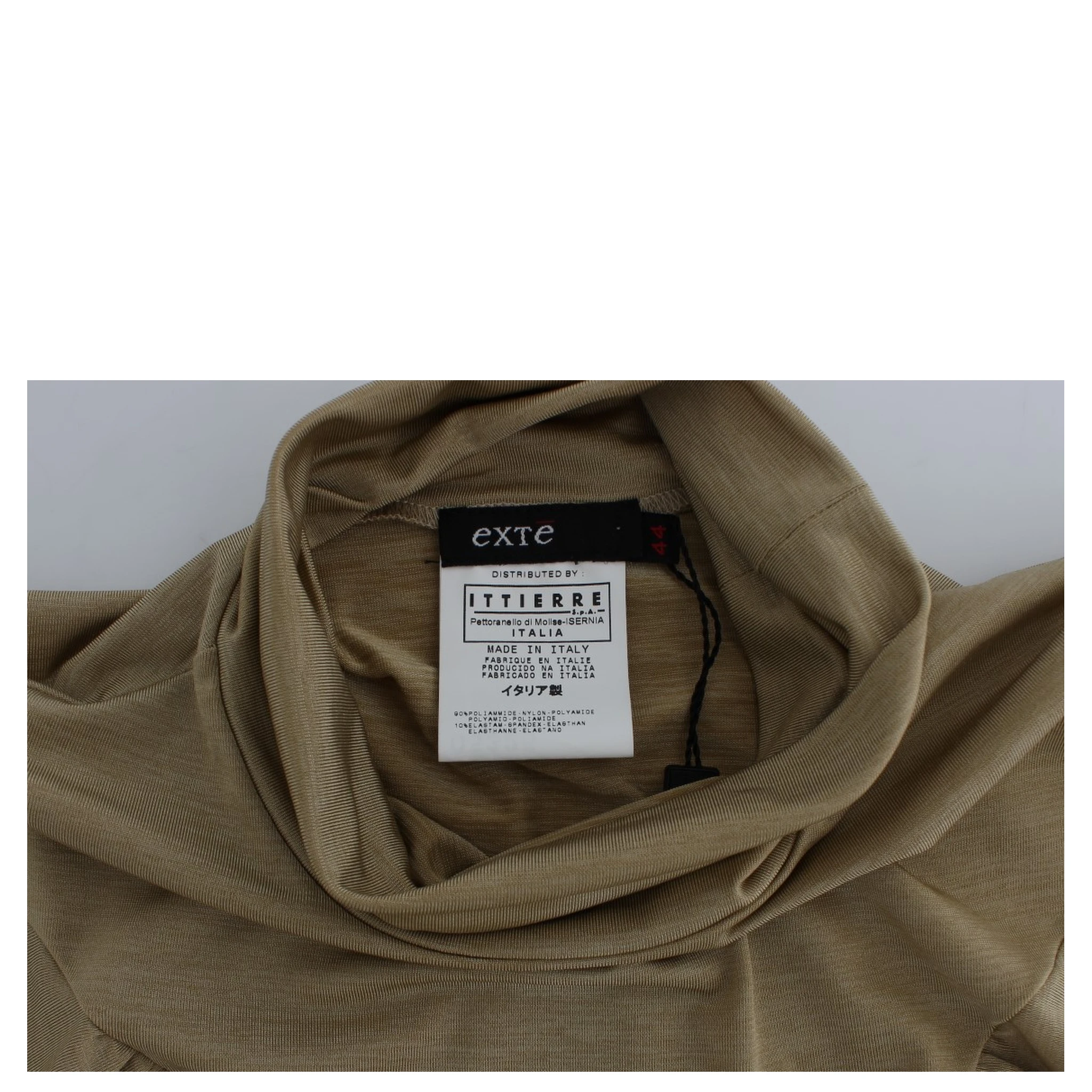 Gold Nylon Turtleneck Top Blouse