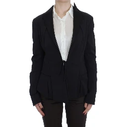 Black Stretch Single Breasted Blazer Jacket