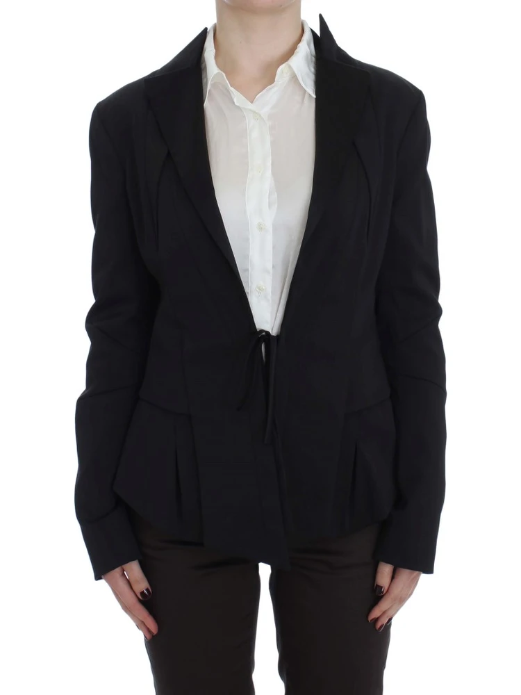 Black Stretch Single Breasted Blazer Jacket
