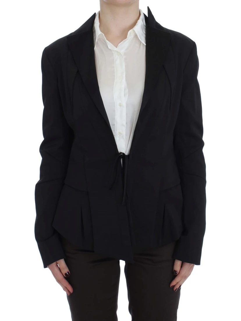 Black Stretch Single Breasted Blazer Jacket