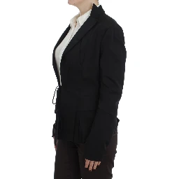 Black Stretch Single Breasted Blazer Jacket