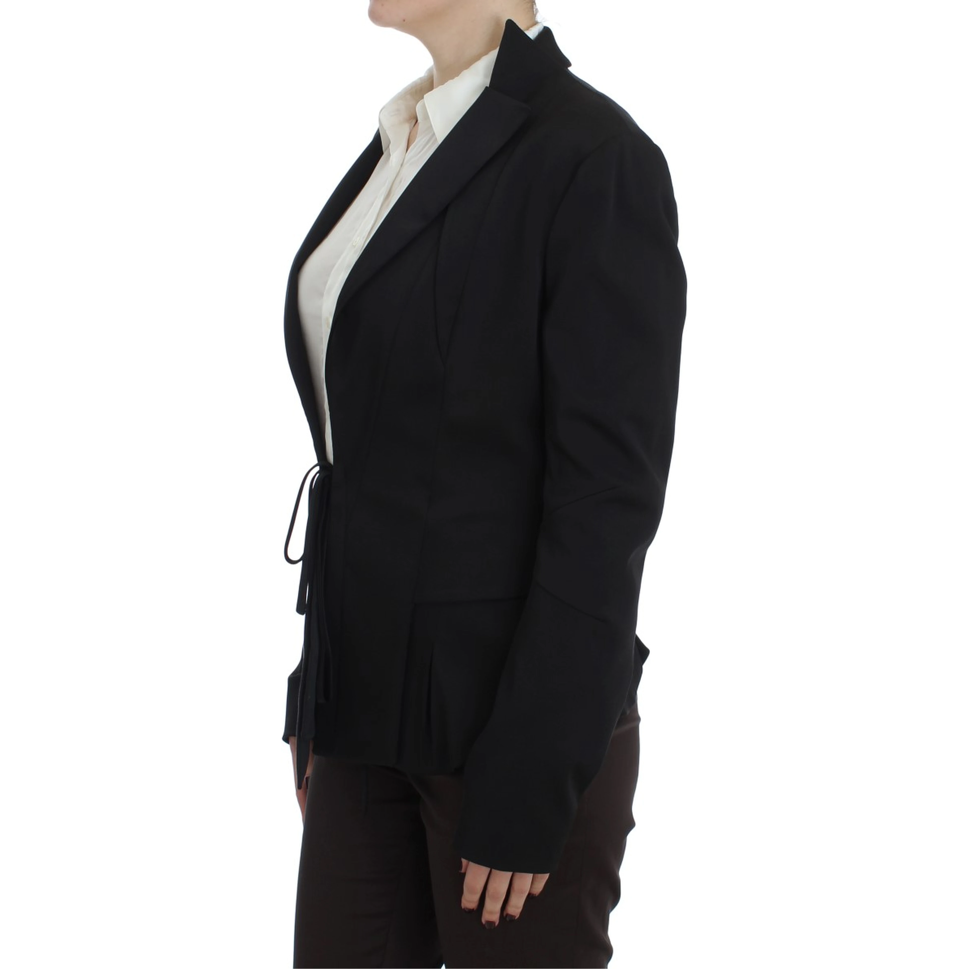 Black Stretch Single Breasted Blazer Jacket
