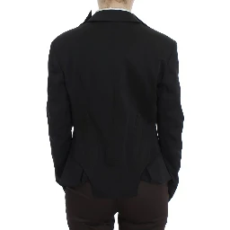 Black Stretch Single Breasted Blazer Jacket