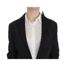 Black Stretch Single Breasted Blazer Jacket