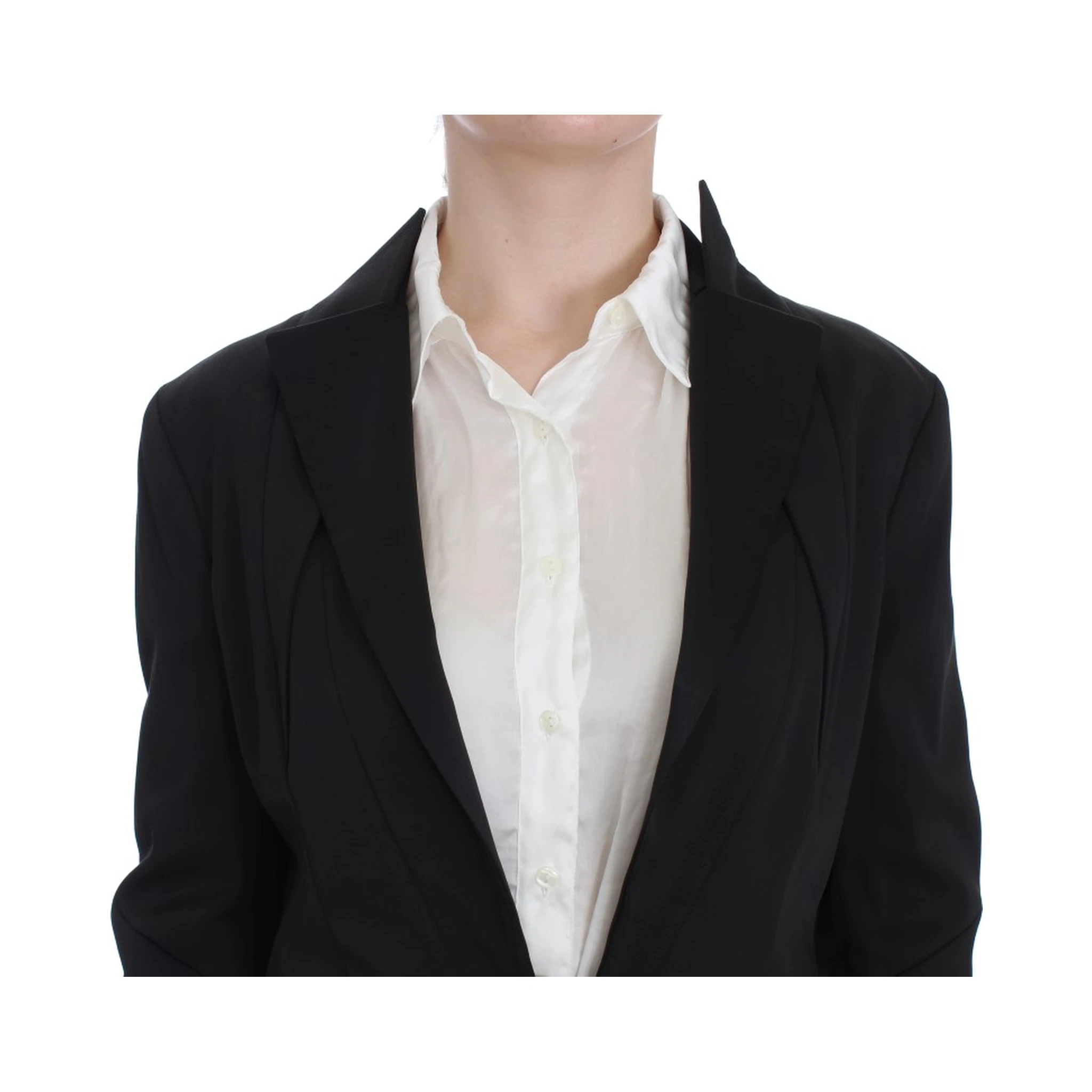 Black Stretch Single Breasted Blazer Jacket