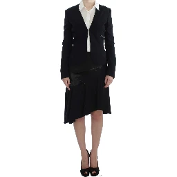Black Blue Two Piece Suit Skirt & Blazer