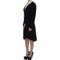 Black Blue Two Piece Suit Skirt & Blazer