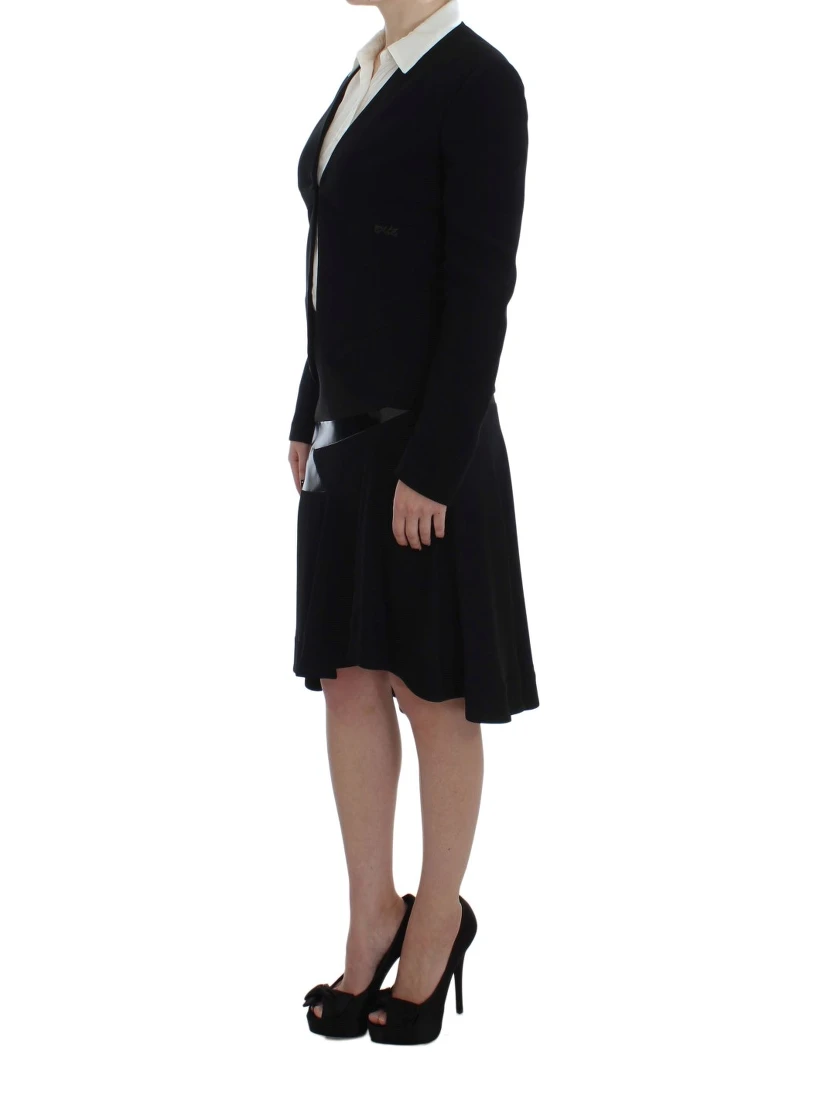 Black Blue Two Piece Suit Skirt & Blazer