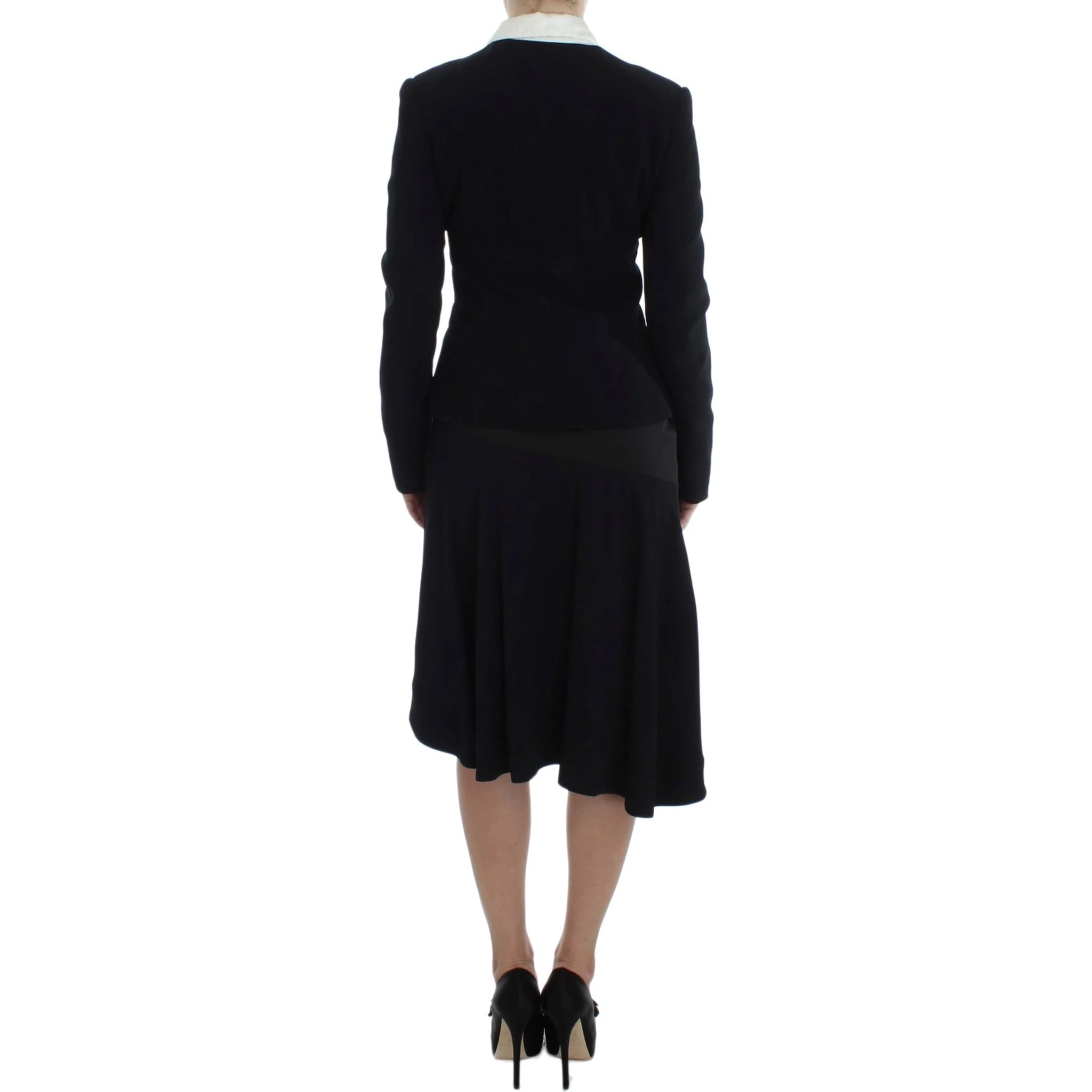 Black Blue Two Piece Suit Skirt & Blazer