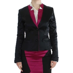 Black Pink Stretch Blazer Jacket