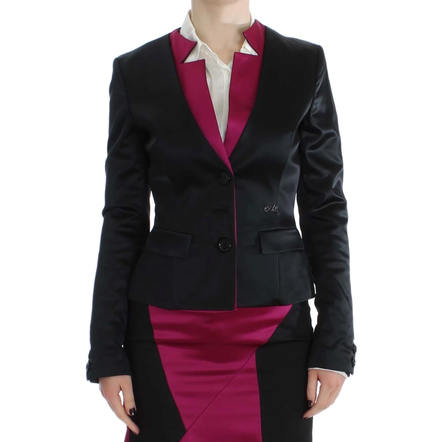 Black Pink Stretch Blazer Jacket