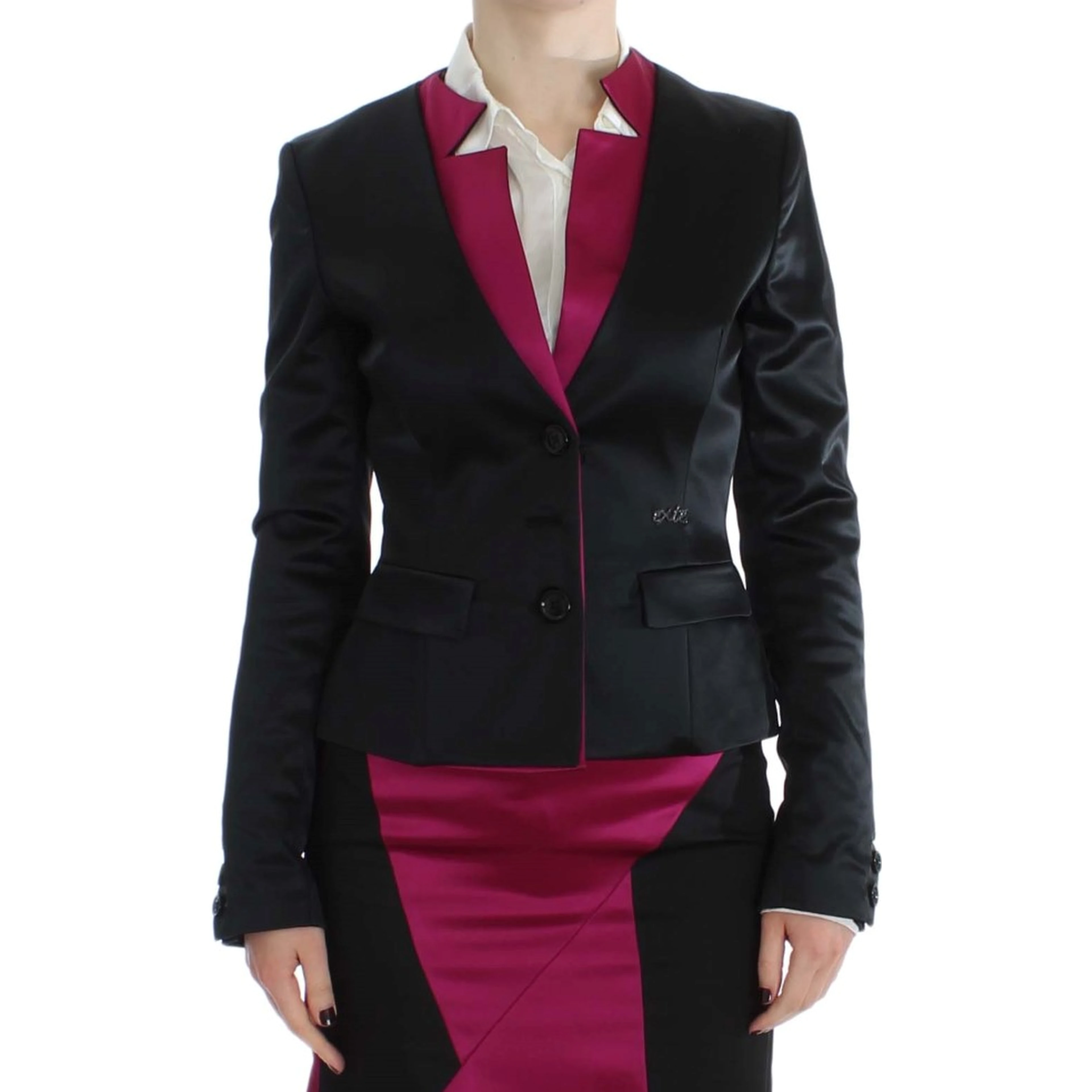 Black Pink Stretch Blazer Jacket
