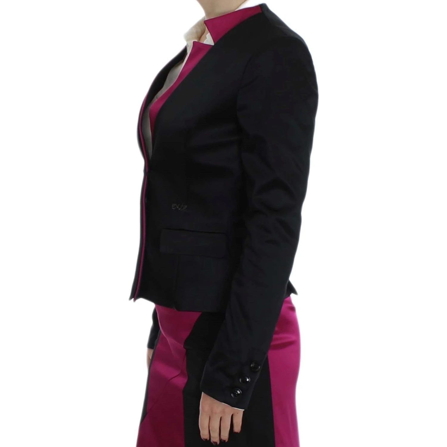 Black Pink Stretch Blazer Jacket