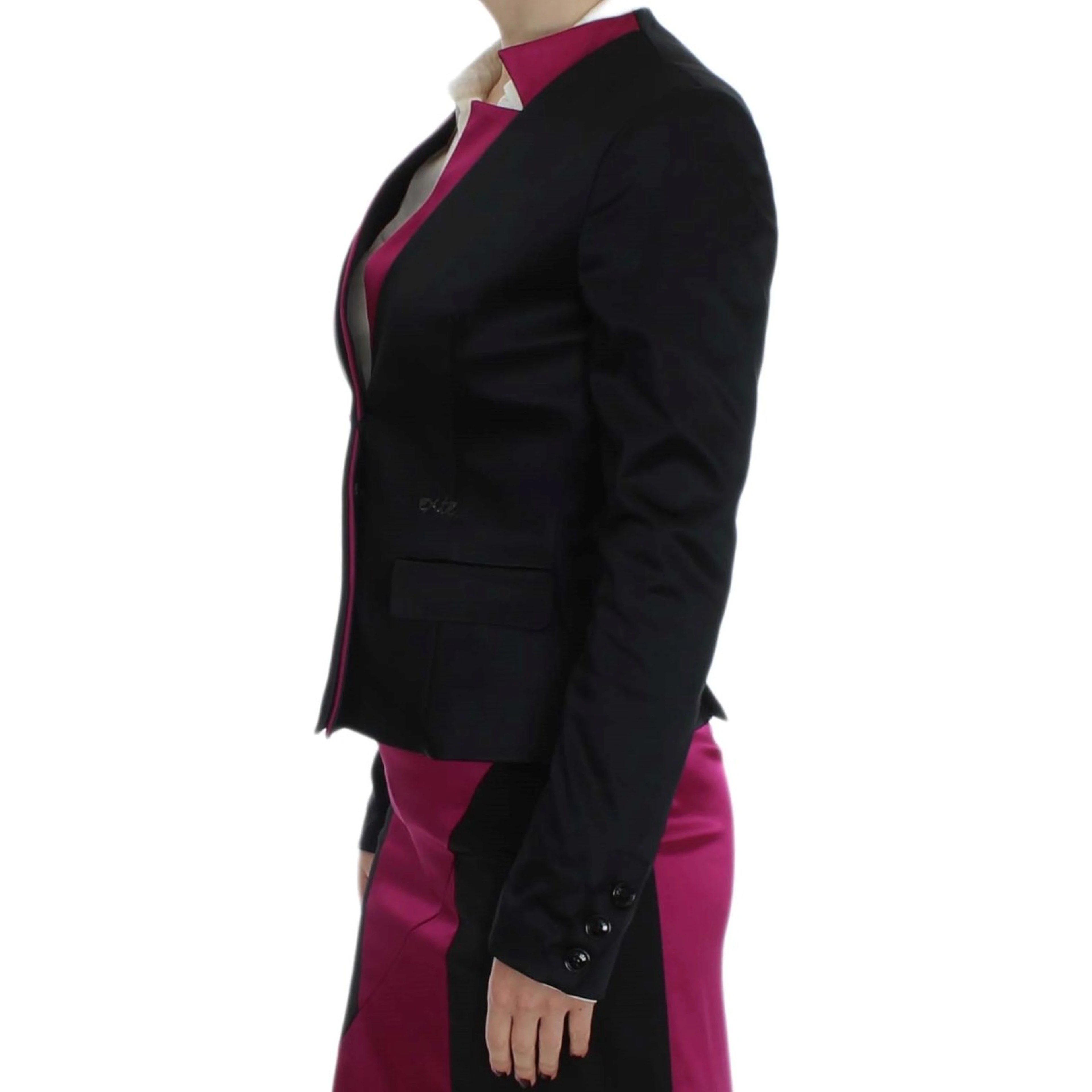 Black Pink Stretch Blazer Jacket